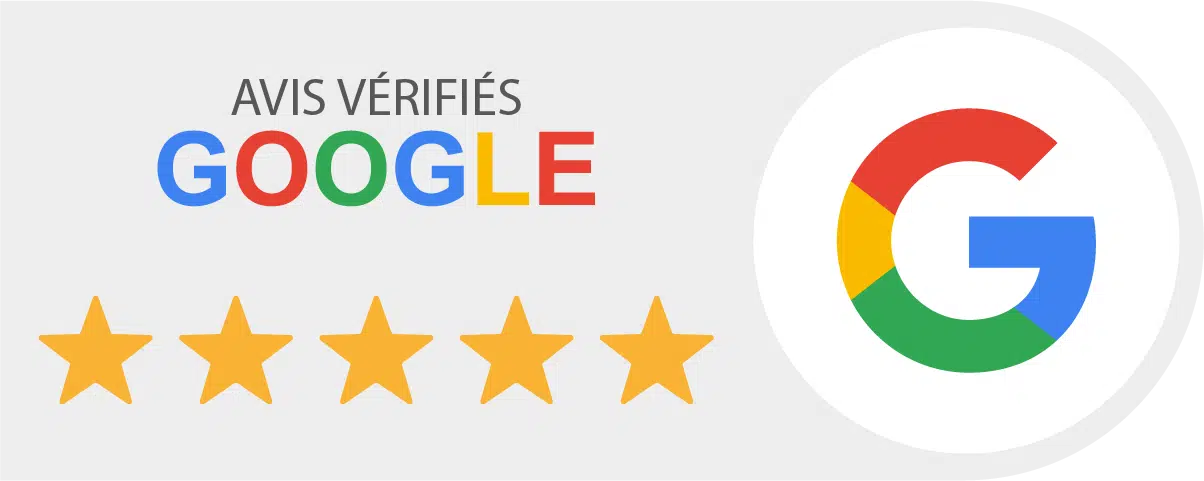Google-Avis Google Avis, montrant les étoiles et les évaluations clients, un indicateur essentiel pour juger la qualité des services ou produits offerts par l'entreprise.