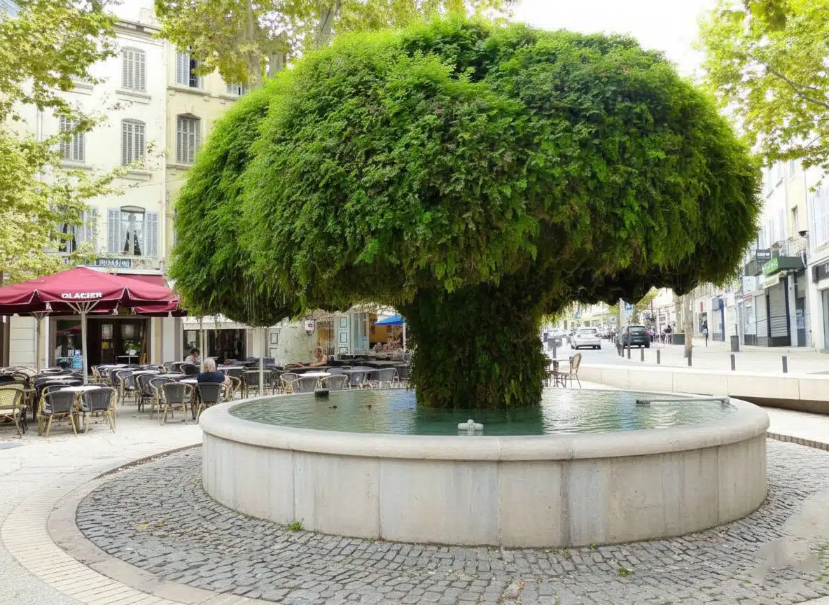Fontaine provençale au centre de Salon-de-Provence.