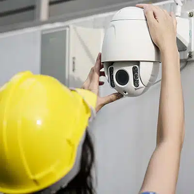 alarme-saint-saturnin-les-Avignon-conseil-400×400 Technicien installant une caméra de surveillance pour un système d’alarme à Saint-Saturnin-lès-Avignon.