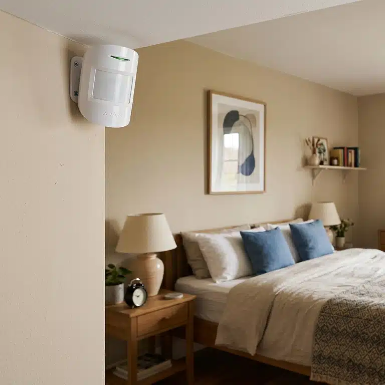 detecteur-chambre Détecteur de mouvement d'une alarme installé dans une chambre à Aubignan pour sécuriser l'habitation et détecter toute intrusion.