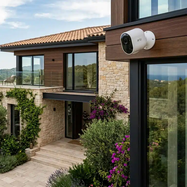 video-exterieur Caméra de surveillance extérieure installée sur une maison à Aubignan pour renforcer la sécurité du domicile et surveiller les accès en continu.
